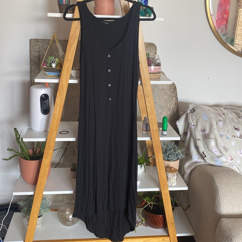 Soft black dress with buttons